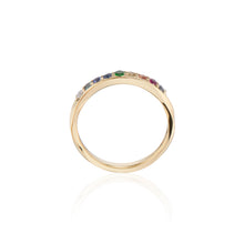 Load image into Gallery viewer, RAINBOW HARMONY MIXED PRECIOUS STONE GOLD BAND