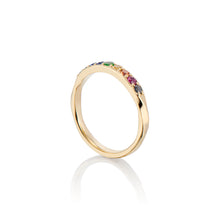 Load image into Gallery viewer, RAINBOW HARMONY MIXED PRECIOUS STONE GOLD BAND